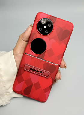 红色新款适用华为Pocket2手机壳折叠屏小米mix flip带支架保护壳荣耀magicV可爱外壳findn3小折叠屏三星z6