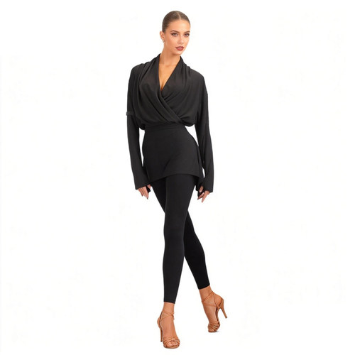 侧开叉拉长身材比例宽松蝙蝠袖