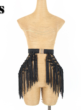 ZS拉丁舞腰带表演复古流苏饰品弹力腰封舞蹈练功服拉丁裙配饰包邮