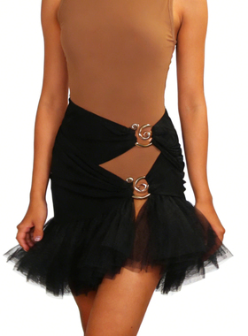 ZS仙气利落 拉丁舞裙练习成人女跳舞裙镂空舞蹈跳舞半身短裙 L622