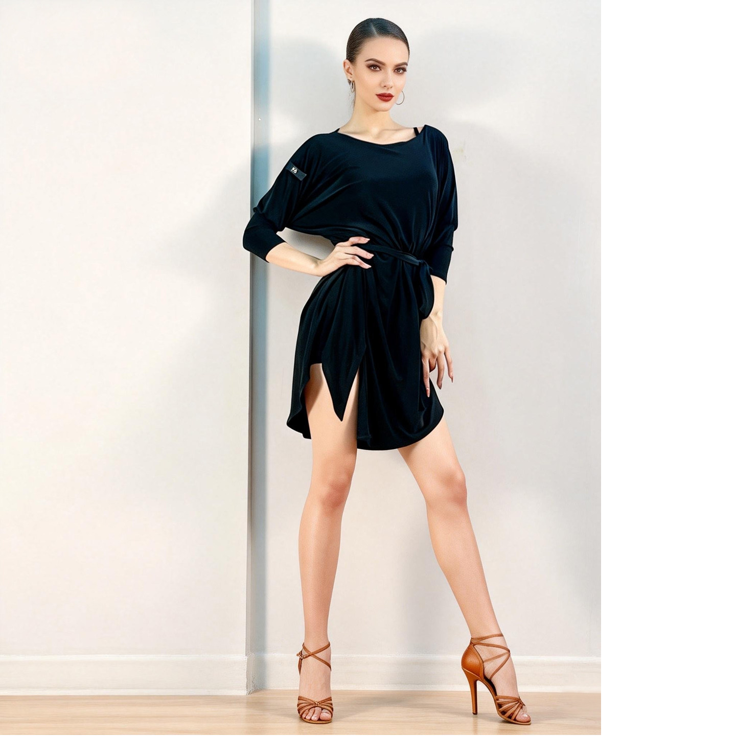 ZS拉丁舞服装女跳舞简约宽松开叉舞蹈上衣套装舞蹈服连衣裙 L420,运动/瑜伽/健身/球迷用品,拉丁舞练习套装,淘宝优惠券,粉丝福利购,淘宝优惠卷