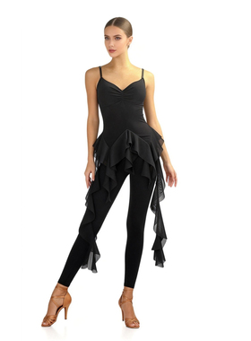 ZS颠覆幻想  拉丁舞摩登舞吊带连体服女练习上衣国标舞练功服Y391