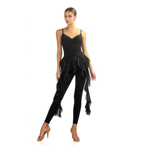 ZS颠覆幻想  拉丁舞摩登舞吊带连体服女练习上衣国标舞练功服Y391