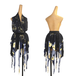 ZS蕾丝碰撞 L620 拉丁舞裙不规则练习成人女跳舞裙舞蹈伦巴练功服