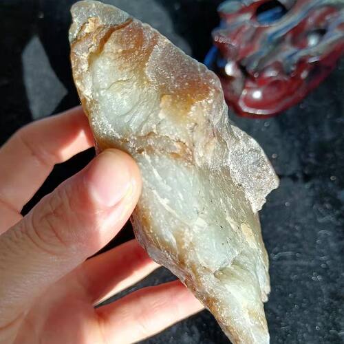 288g新疆和田 且末糖白玉山料原石 糖包白糖白玉高密度作料细腻油