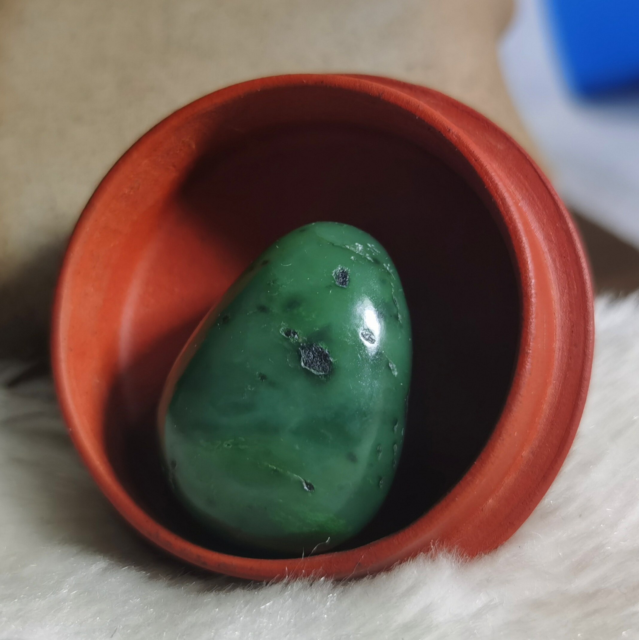 新疆和田玉碧玉  菠菜绿籽料原石 修型 吊坠挂件 玩料24g