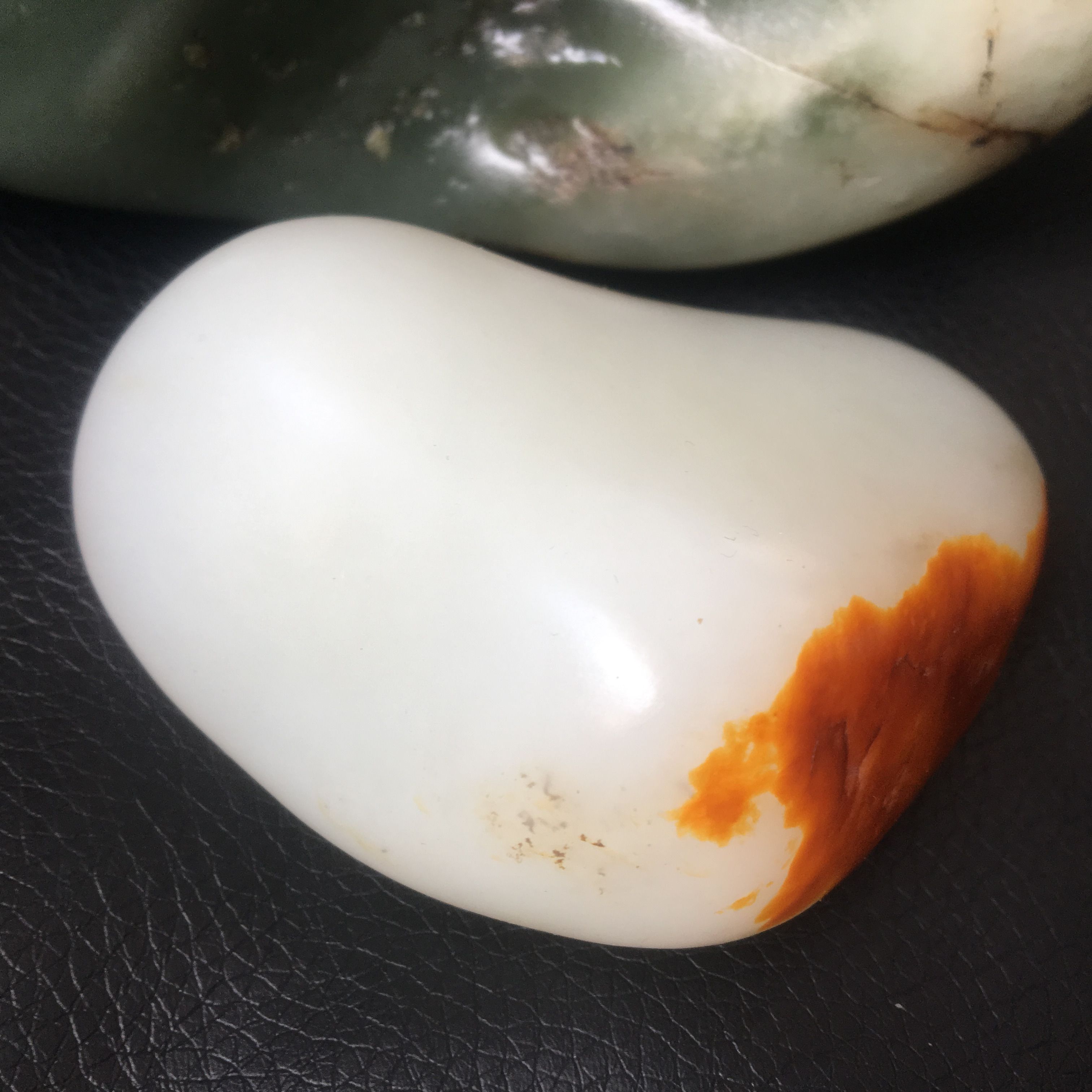 149克和田籽玉羊脂白玉籽料 秋梨黄 手把件挂件籽光白籽料 捡漏