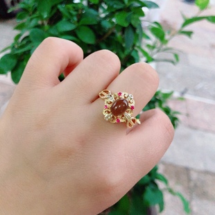 S866 天然和田玉糖料戒指老红糖浅糖13/15mm活口糖玉指环戒圈