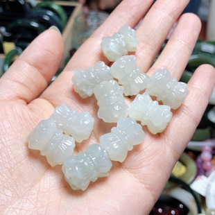 F 85天然白月光石DIY手链项链并蒂莲花配件双莲花通孔17x13mm有瑕