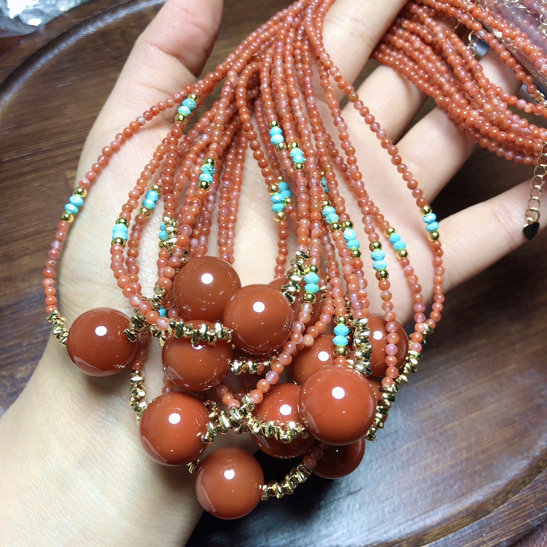 天然冰飘南红锁骨链红玛瑙吊坠设计款