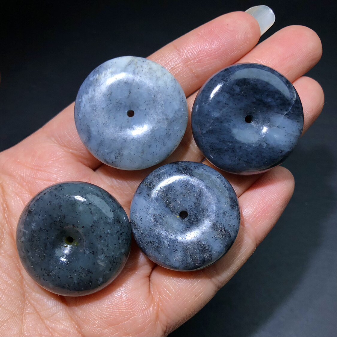 RR0125 天然和田玉青花平安扣吊坠青花籽面包扣27-28mm