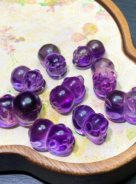 QQ0891 天然紫水晶小猪吊坠乌拉圭紫罗兰挂件18-26mm男女首饰礼物