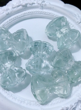 AA0133天然绿水晶蝴蝶结通孔diy23/17mm串珠手链项链耳饰饰品配件