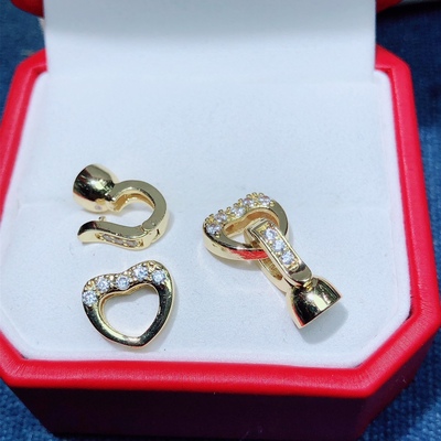 高端项链扣头防过敏珍珠南红和田玉翡翠碧玉水晶手链链接扣爱心款