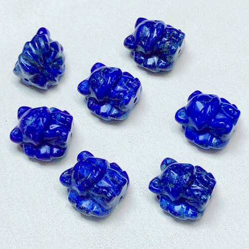 R125 天然青金石九尾狐通孔配件约17mm帝王青老料手串隔珠配散珠
