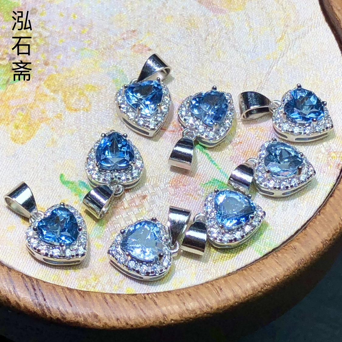 VV0876 天然托帕石爱心吊坠彩色宝石挂件9/15mm男女首饰礼物