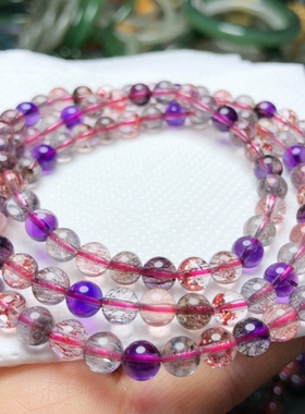 O01200 天然超七水晶多宝5/6mm3圈高货 姥姥