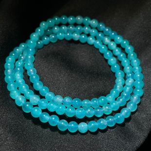 1A479天然莫桑比克老料天河石三圈手链串冰种约5 6mm多圈首饰礼物