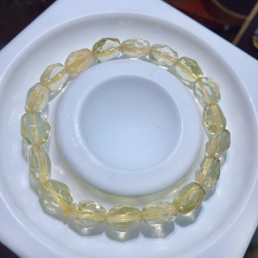 I344 天然黄水晶刻面手链7mm 男女款清新时尚水晶简约百搭礼物