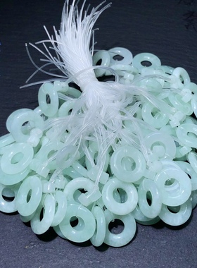 Y684  11-13mm缅甸天然a货翡翠子母扣平安扣甜甜圈diy耳线 一对