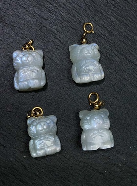 JJ0978 天然月光石小熊滴流蓝月光15-16mm