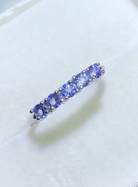 QQ0969 天然托帕石戒指宝石蓝排戒彩色宝石活口首饰礼物女