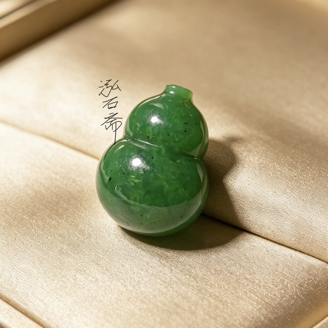 天然和田玉碧玉吊坠挂件大葫芦色好男女化sha老料菠菜绿礼品 编绳