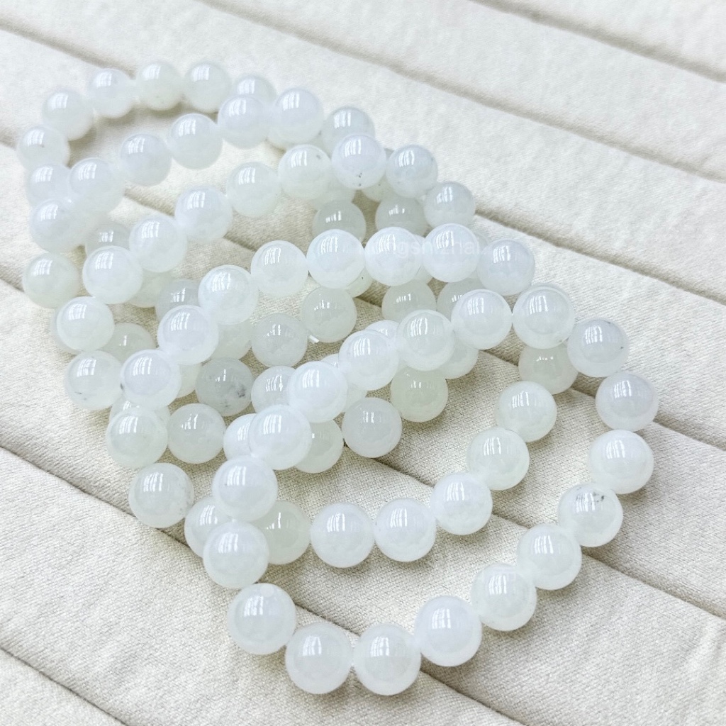 U461 天然和田玉白玉手链单圈约10mm羊脂白玉青花手串男女款