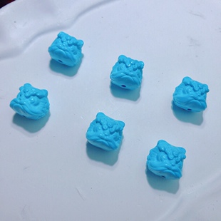 AA0090 菱镁矿醒狮雕刻通孔隔珠配件吊坠diy文玩星月手串配珠单珠