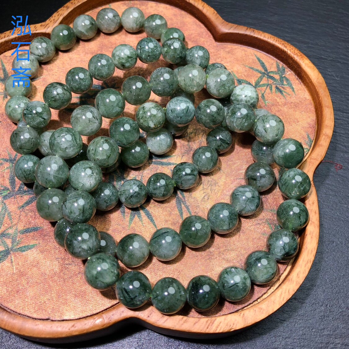 XX0234 天然绿发晶手链9-10mm单圈吸金手串圆珠男女首饰礼物