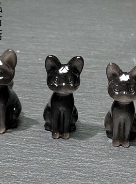 OO0180天然银曜石猫摆件黑曜石傲娇猫29/11mm水晶摆件家居摆设