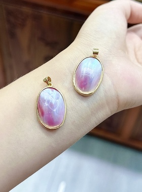 ZZ0964 天然海水马贝珍珠椭圆款吊坠粉色椭圆款锁骨链 简约吊坠