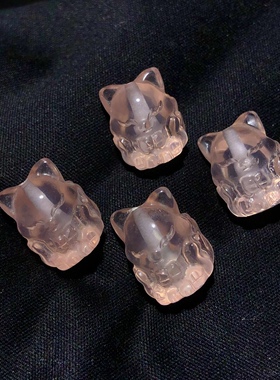 15A108 天然粉水晶九尾狐通孔配件立体凤九芙蓉石16/12mmdiy手链