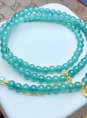 Y689 天然A货翡翠蓝水多圈原创5mms925银葫芦多圈5mm冰蓝水首饰