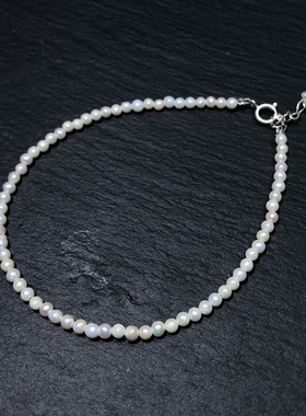ZZ0853 天然珍珠手链小米珠2mm+s925银淡水珍珠首饰礼物baby珠
