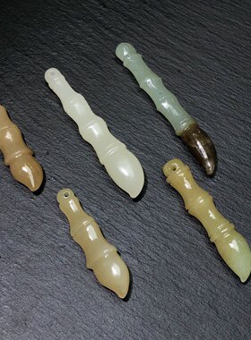 OO0217 天然和田玉文昌笔吊坠清水糖料毛笔挂件3-6cm黄金糖