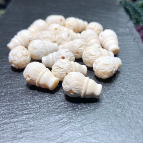 OO0805 天然猛犸牙莲花佛头三通配件10*15mm玉化老料佛串手链配饰