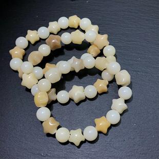 ZZ0652 文玩白玉菩提五角星手链单圈12mm多宝手串木质盘完