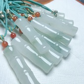 J047天然天山翠吊坠竹节47x12mm毛衣链飘花