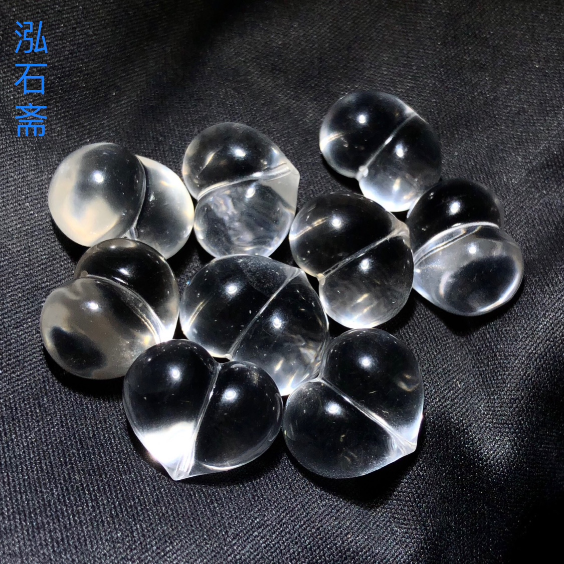 天然白水晶通孔屁桃配件冰透爱心diy手链佛珠串配饰串珠单散珠