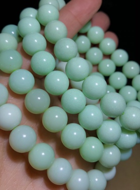 53A234 新疆料天然和田玉碧玉手链黑羊洞10mm薄荷奶绿色小清新