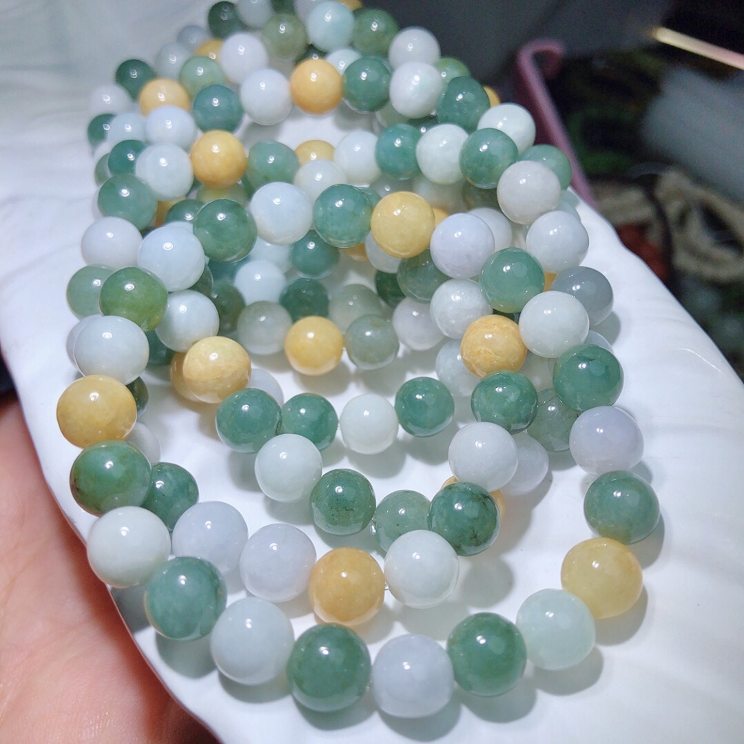 A货8mm天然缅甸多宝翡翠手串