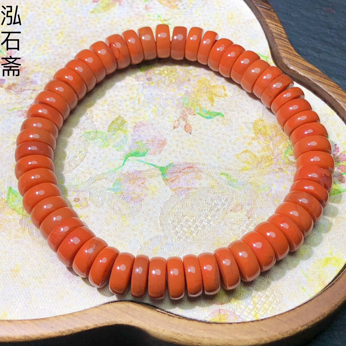 BB0791 天然南红玛瑙算盘珠手链串柿子红单圈9mm药片珠男女首饰