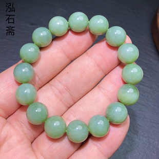 ZZ0055 天然和田玉碧玉手链串12mm粉绿青猫眼俄料男女首饰