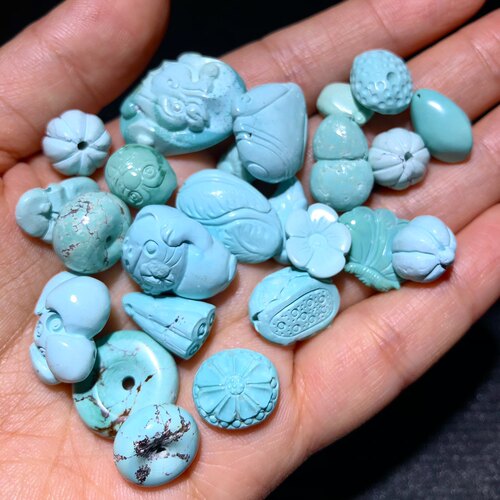 1A834 天然绿松石吊坠高瓷高蓝一物一图diy手链佛珠串配饰散珠