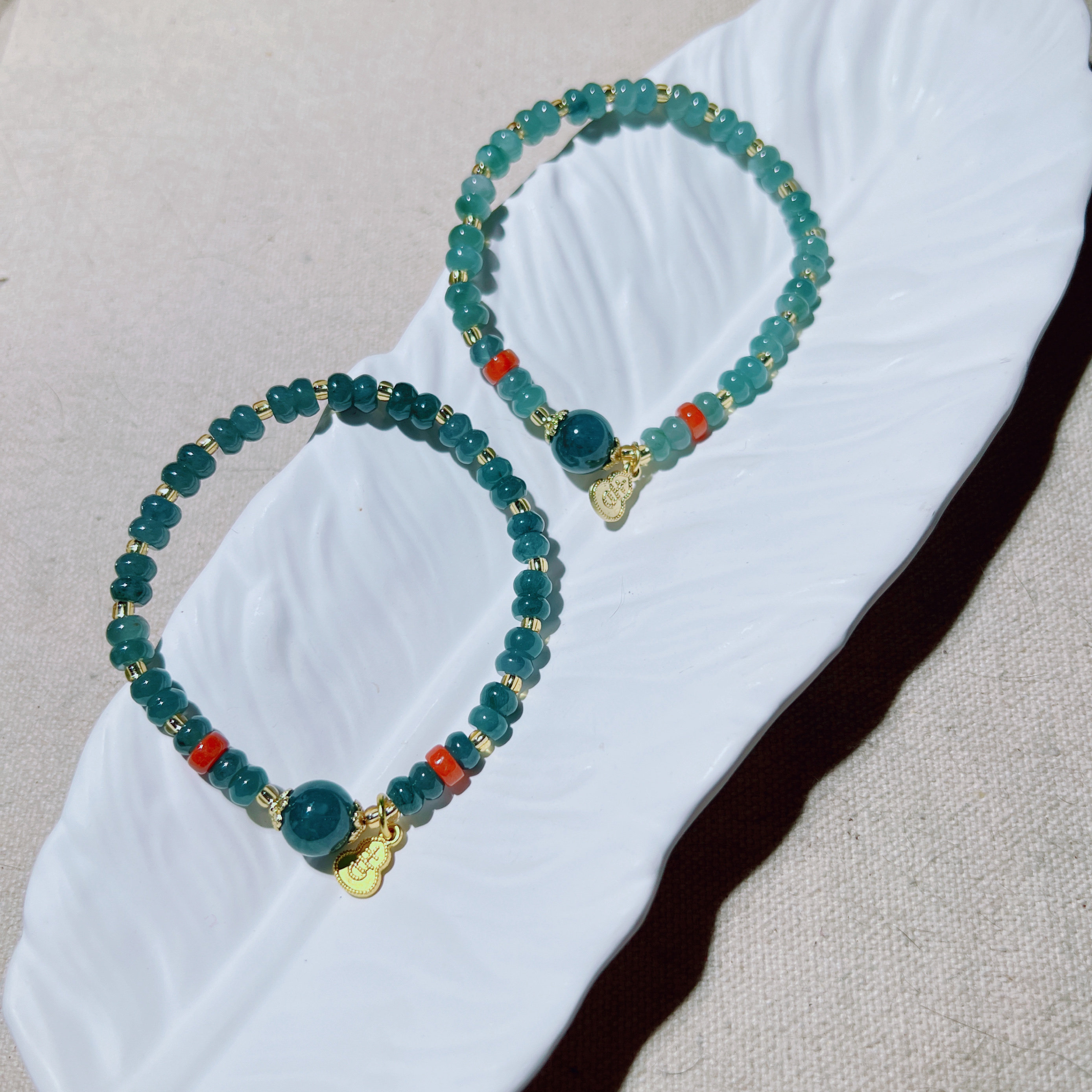 s905 天然a货翡翠手链冰蓝水算盘珠手串单圈5/10mm设计款玉石手串