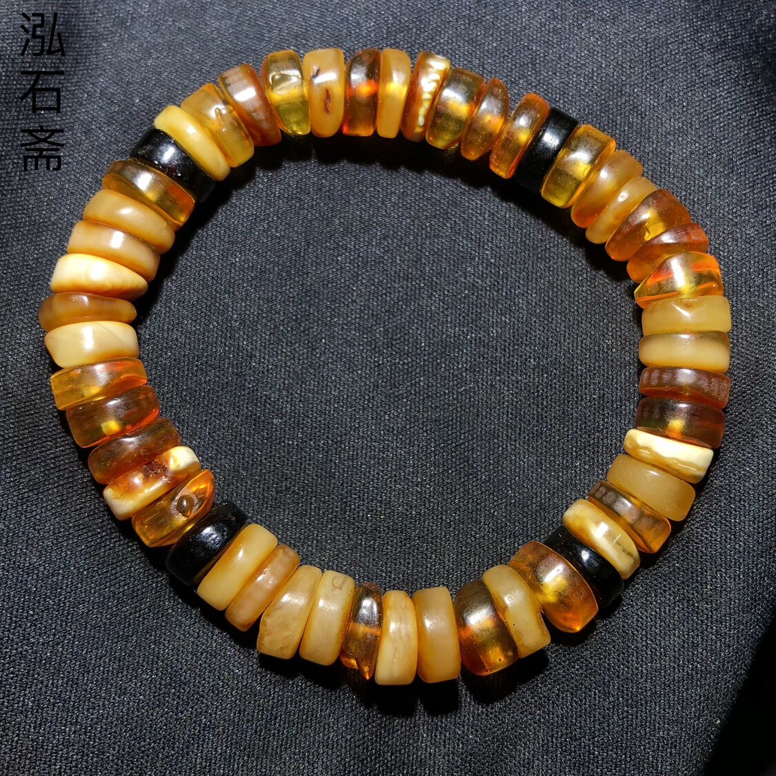 1A319 天然蜜蜡算盘药片珠手链串琥珀16mm金珀血珀多宝单圈女