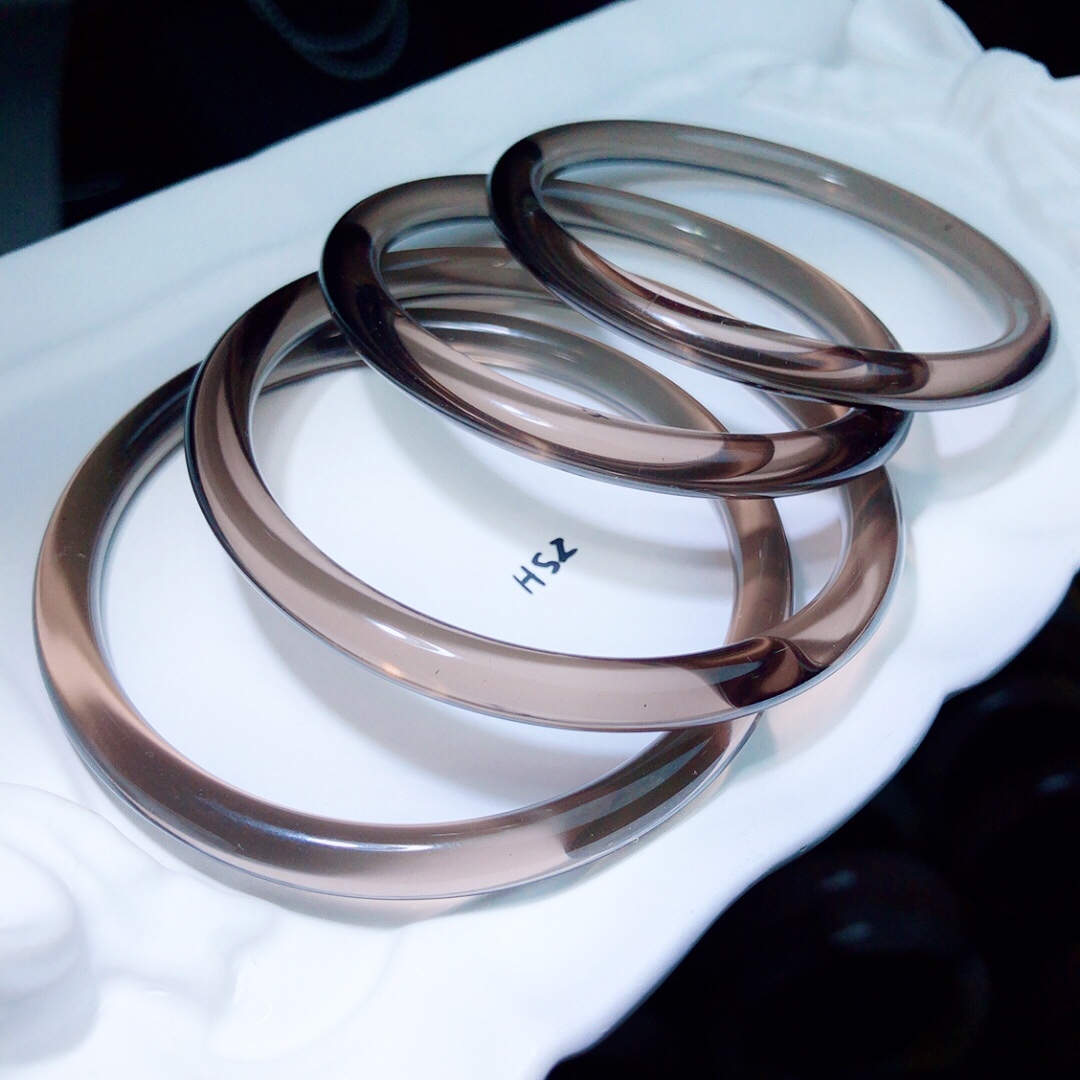 AA0811 天然冰种黑曜石手镯美人条冰耀石叮当镯女款圆条镯子礼物