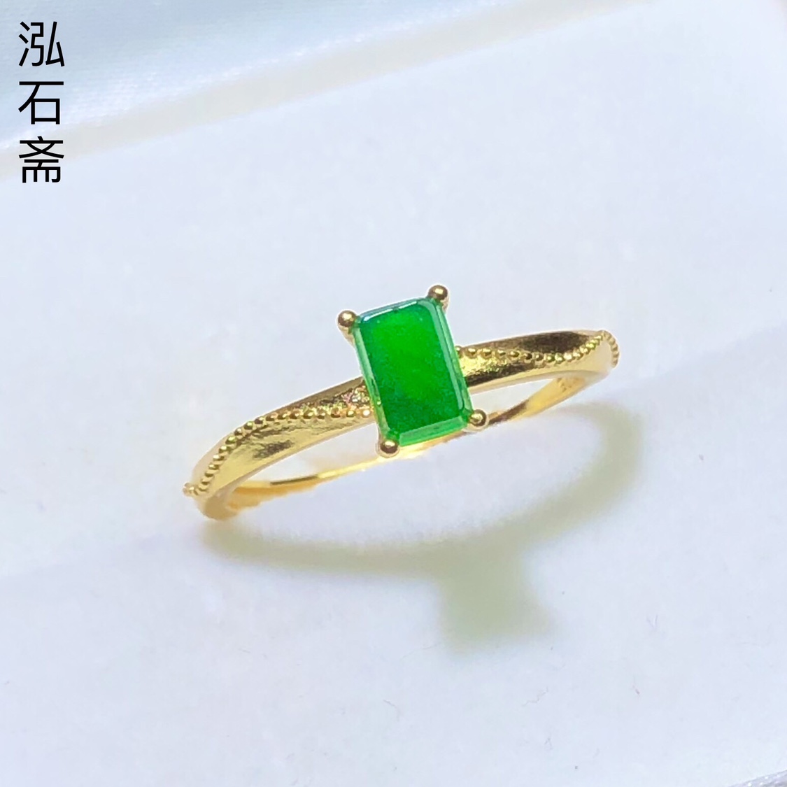 1A39 天然A货翡翠帝王绿戒指公主方s925银6/5mm活口v料男女指环