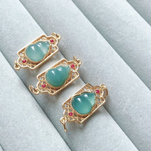 JJ0021 天然A货翡翠蓝水葫芦滴流S925银镶嵌手牌冰蓝水18/8mm首饰